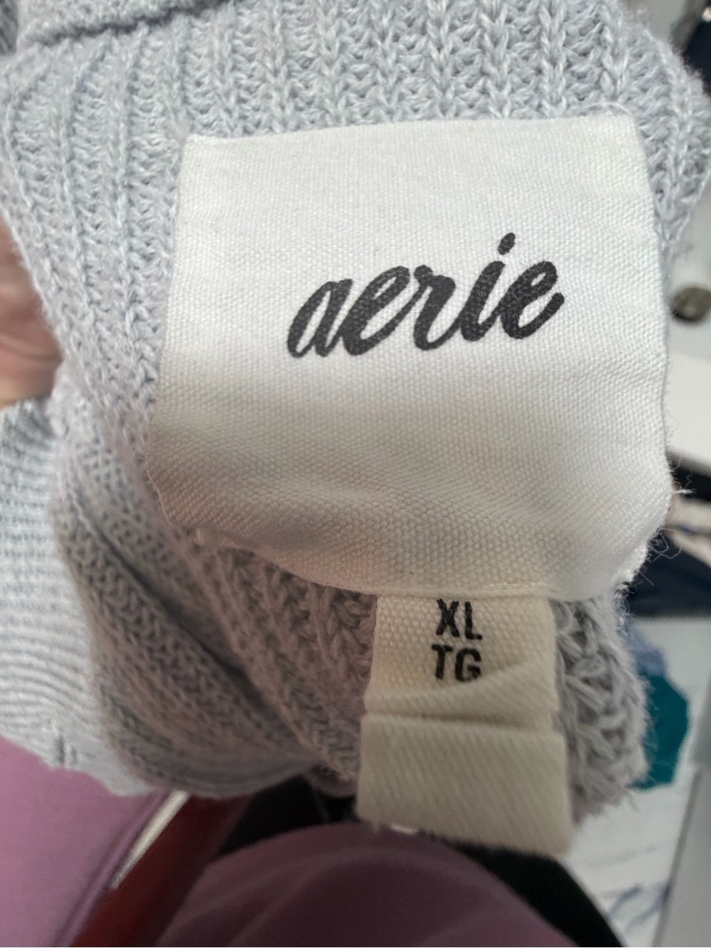aerie Light Gray Scoop Neck Button-Front Sweater - Picture 2 of 4